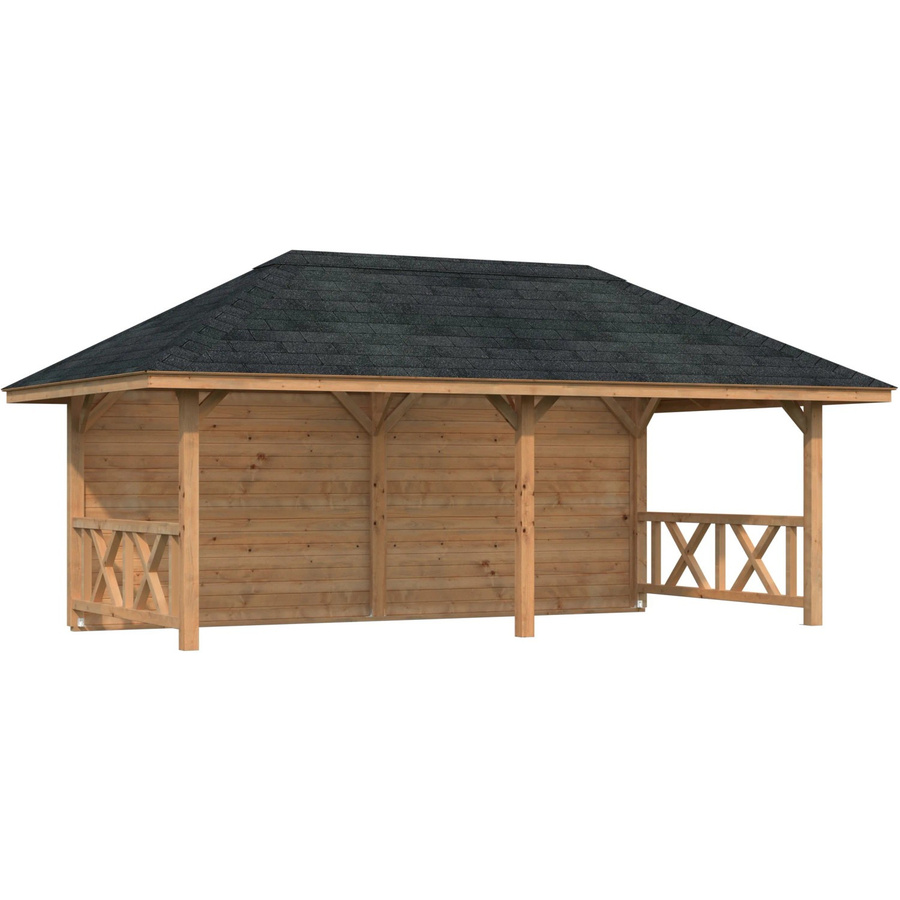 Palmako Holz-Pavillon Bianca Set aus Fichtenholz in Braun, B/H/T: 588 x 319 x 300 cm, tauchgrundiert - Bild 2