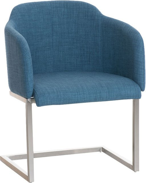 TPFLiving Besucherstuhl Magna in Blau mit Stoffbezug und Edelstahlgestell, B/T/H: 52 x 60 x 84 cm - Bild 1