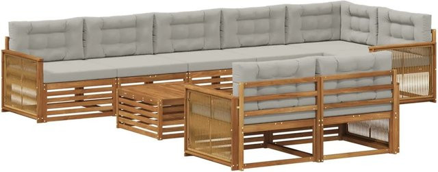 vidaXL Outdoor-Sofagarnitur aus Akazienholz mit 9 Kissen und Armlehnen - Bild 1