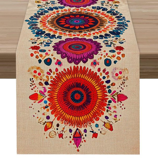 Bohemian Tischläufer JINGYUE Pet mit buntem floralem Muster in Rot, B/H: 40 x 140 cm - Bild 1