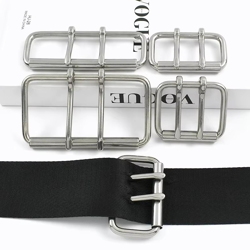 Meetee Doppel-Pin-Rollerschnalle aus Edelstahl in Silber für Lederhandwerk, Durchmesser: 52 mm, 60 mm oder 102 mm - Bild 2