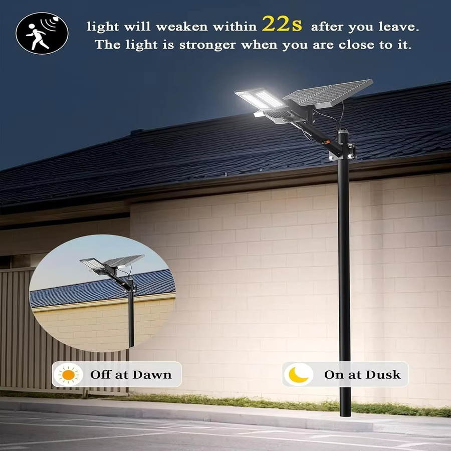 YQCHEZI Solar-Flutlicht aus Aluminium mit Bewegungssensor und Dämmerungssensor, 50000 lm Außenbeleuchtung für Garten und Straße, Schwarz - Bild 4