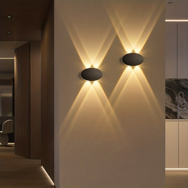 SUNMEIYI LED Wandleuchte oval, IP65 wasserdichte Außen- und Innenleuchte für Hof und Treppe, warmweißes Licht 3000K, 4W - Bild 1