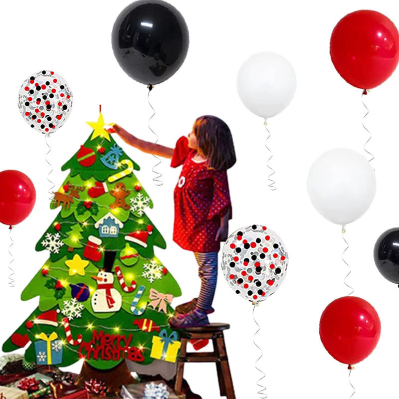 Luftballon Girlande Bogen Kit in Rot, Schwarz und Weiß mit Konfetti für Geburtstag, Zirkus, Casino oder Babyparty, 30,48 cm Durchmesser - Bild 3
