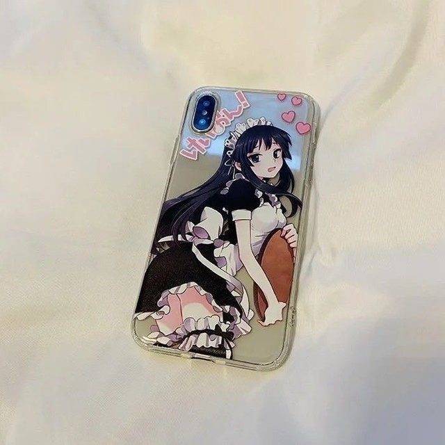 Transparente Anime Dienstmädchen Schutzhülle für dein iPhone (kompatibel mit iPhone 7 bis iPhone 17 Pro Max) - Bild 1