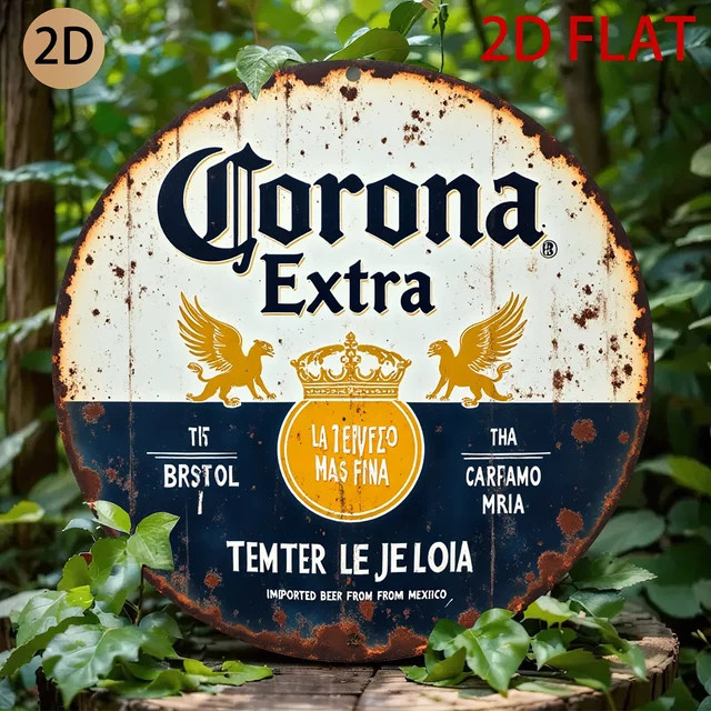 Vintage Corona Extra Beer Logo Metallschild mit Adler- und Kronen-Design, mehrfarbige Wandkunst aus Metall, B/H: 20 x 20 cm - Bild 1