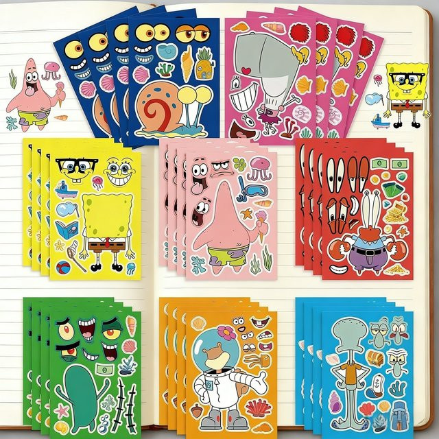 Potdemiel SpongeBob und Patrick Star Aufkleber, 8 Stück wasserfeste Vinyl-Sticker in Multicolour für Handyhülle, Laptop und Notizbuch - Bild 1