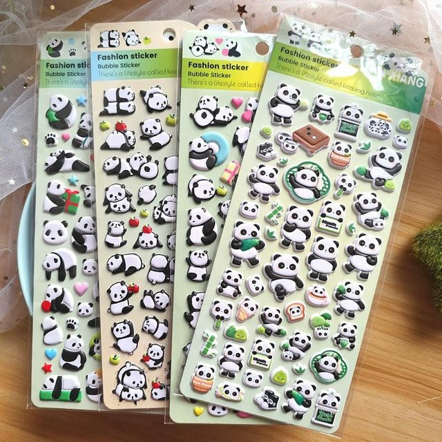 Yiran toy 1 3D Blasenaufkleber Panda Sakura 4-teiliges Set - Bild 1