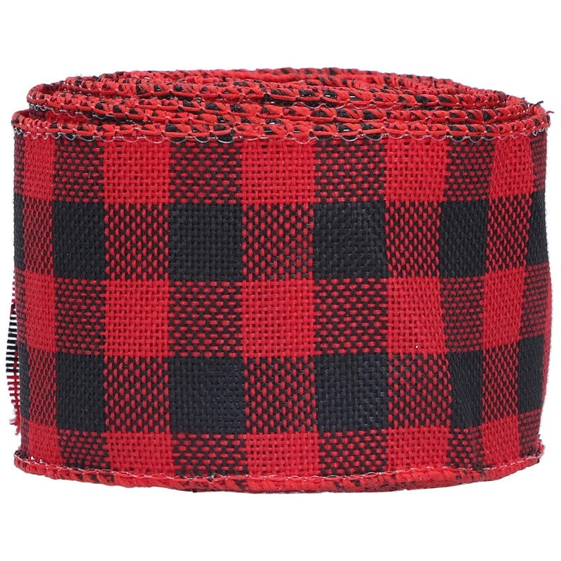 TOMTOP JMS Weihnachtsband kariert mit Metallrand in Schwarz-Rot, 5 m Länge für DIY Geschenkverpackungen und Dekoration - Bild 5