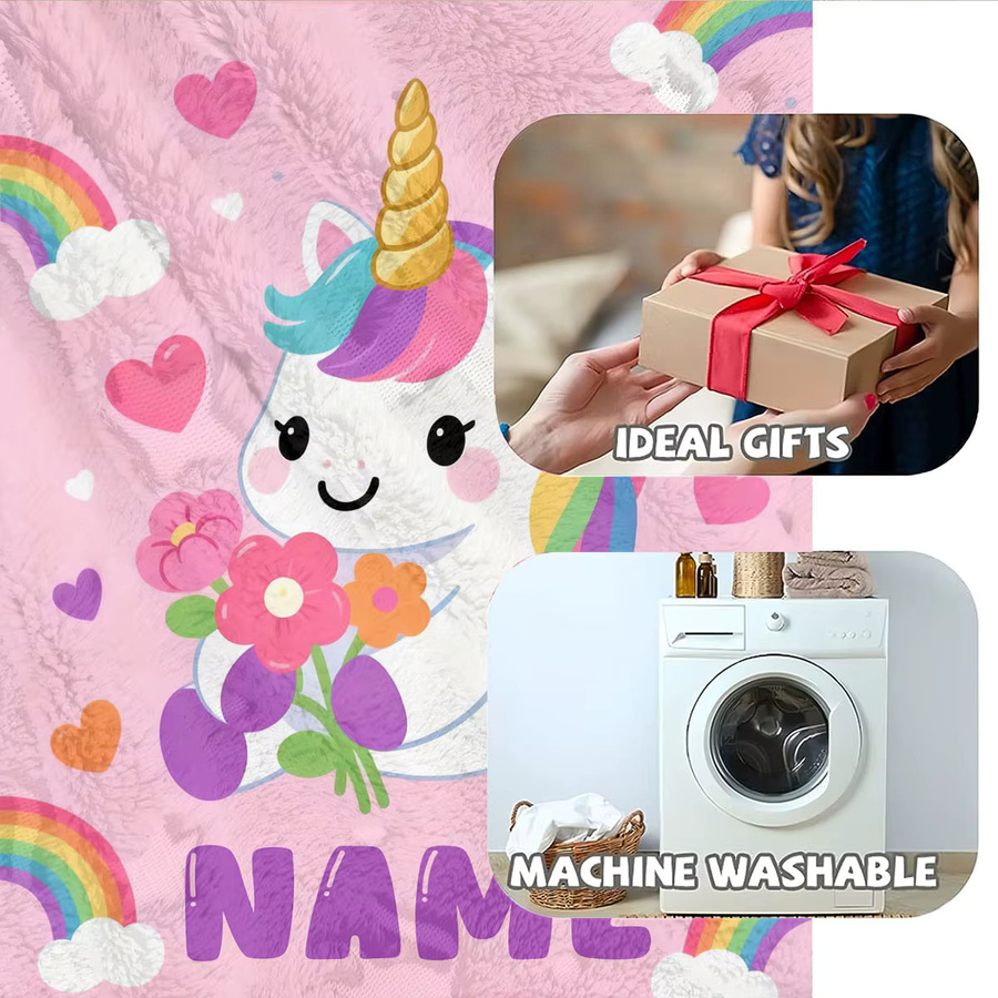Personalisierbare Flanell-Namensdecke von SRH in Pink, weiche Fleece-Plüschdecke für Winter und gemütliche Stunden auf Sofa oder Bett - Bild 3