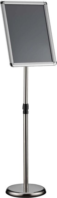 Wiltec Präsentationsständer aus Metall in Silber, höhenverstellbarer Infoständer und Werbeaufsteller für Profis, Höhe: 88-138 cm - Bild 1
