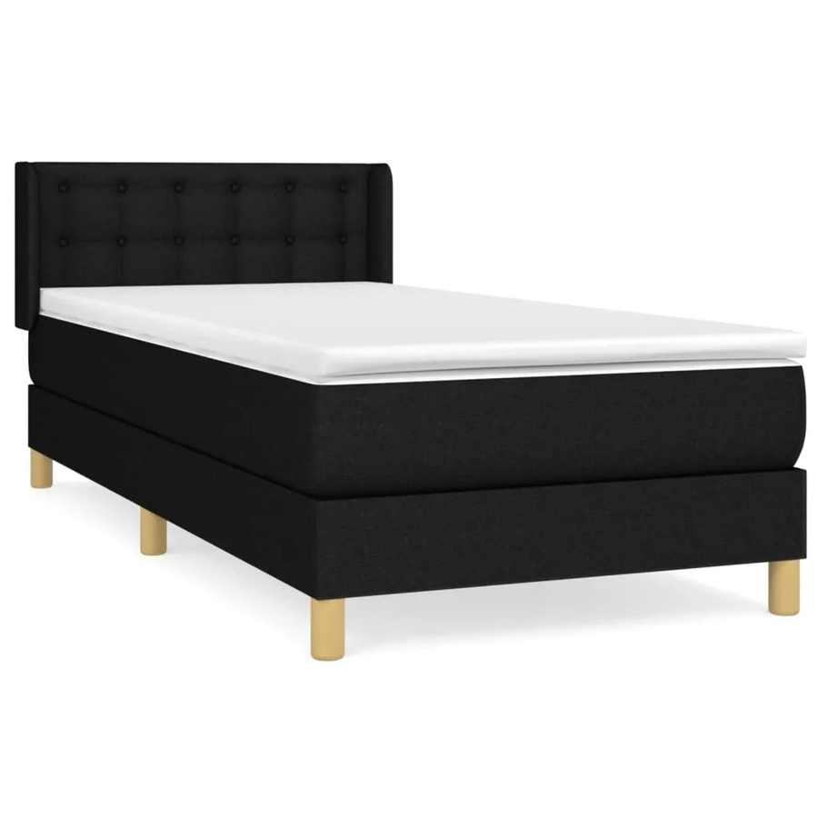 vidaXL Boxspringbett Hybrid mit Matratze und Taschenfederkern, Schwarz, B/T/H: 80 x 200 x 78 cm - Bild 2