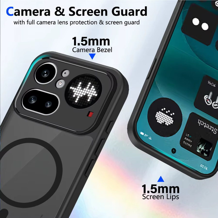 Lionxi Magnetische Handyhülle für Nothing Phone 4A und Nothing Phone 4A Pro in Schwarz, stoßfeste Rückabdeckung mit Unterstützung für kabelloses Laden - Bild 3