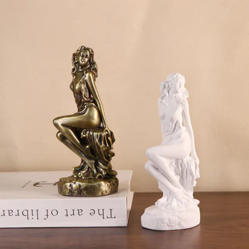 DEANSEN Venus Statue Griechische Göttin Skulptur aus Kunstharz in Kupfer Optik für Wohnzimmer und Bücherregal - Bild 1