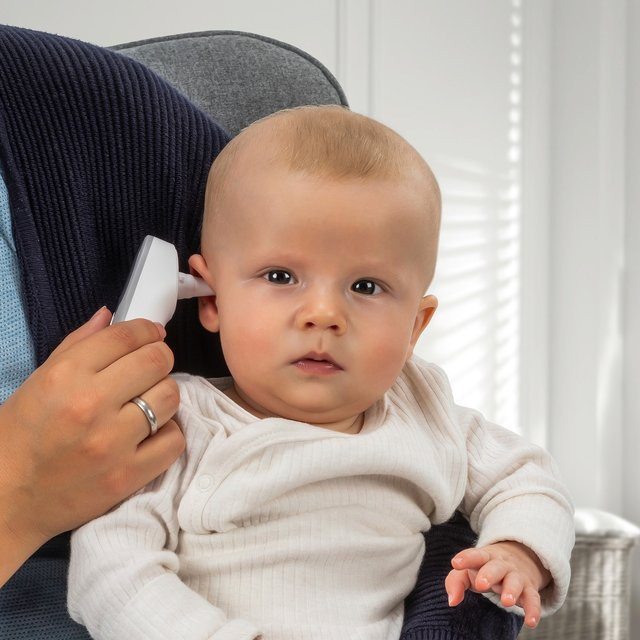 Reer 3in1 Infrarot-Fieberthermometer Colour EarTemp für die Ohrmessung in Weiß Grau - Bild 1