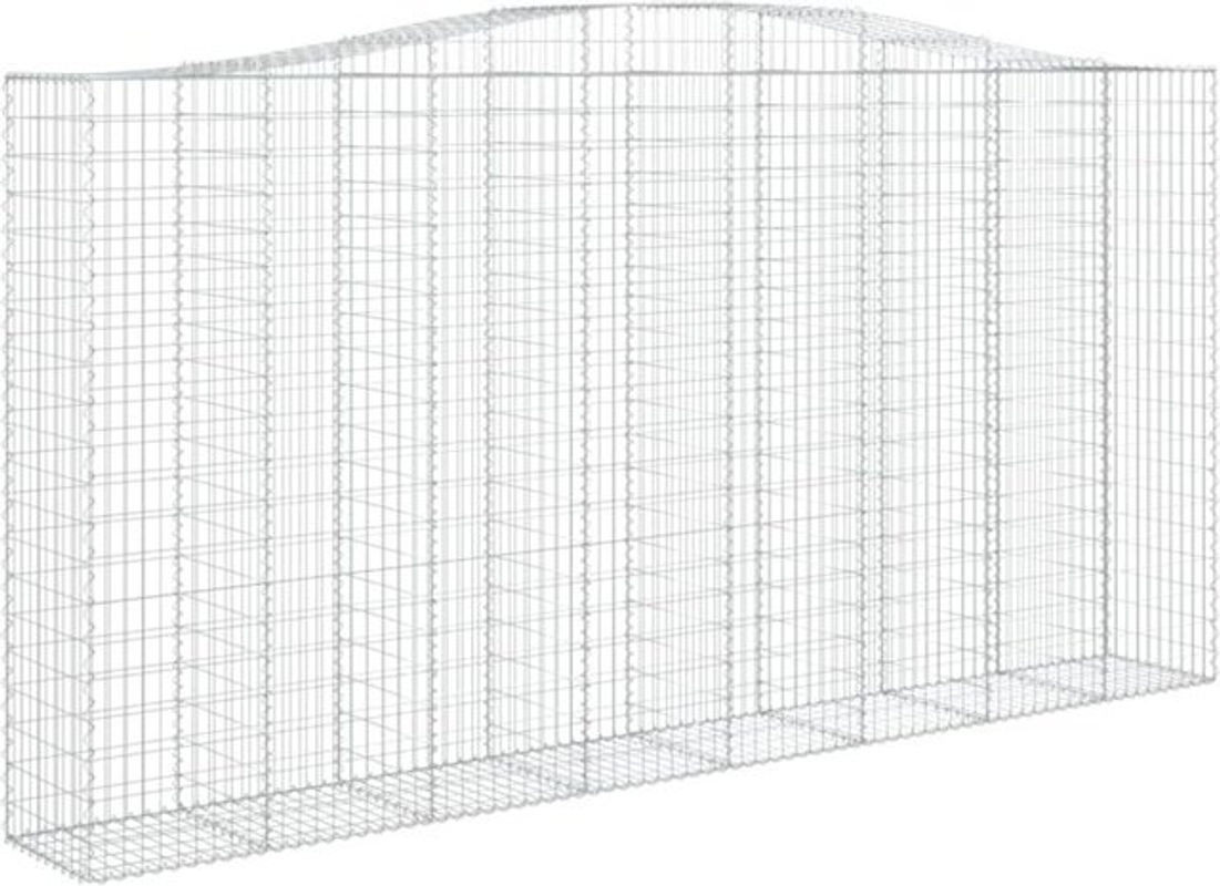 Vidaxl Gabione mit Hochbogen aus verzinktem Metall in Silber, B/T/H: 400 x 50 x 200/220 cm - Bild 1