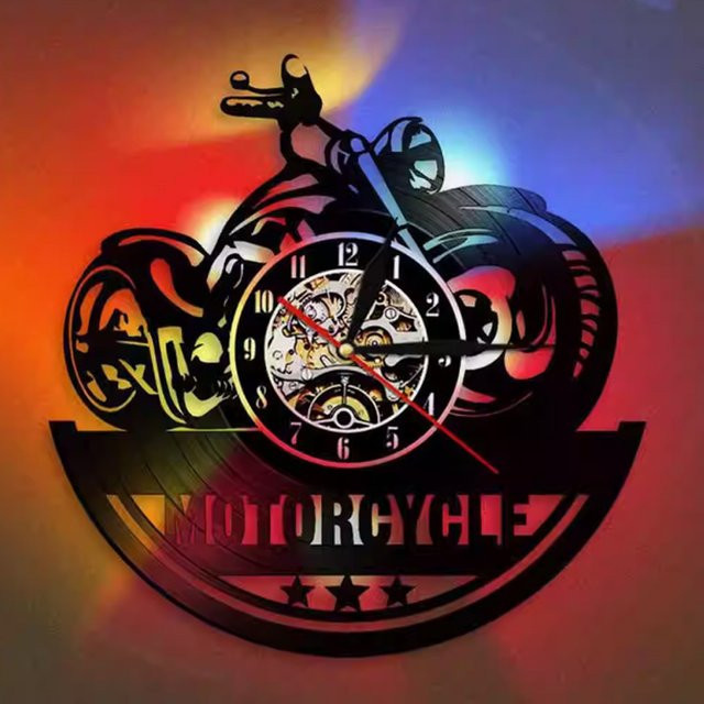 Mixxar Retro-Schallplatte Wanduhr in Schwarz mit Nachtlicht und Lampenfassung - Bild 1
