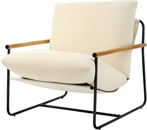 VEVOR Polstersessel mit Cordbezug und Metallrahmen in Beige, Moderner Sessel mit Holzarmlehnen und abnehmbarem Schaumstoffkissen für Wohnzimmer, Schlafzimmer oder Büro - Bild 1