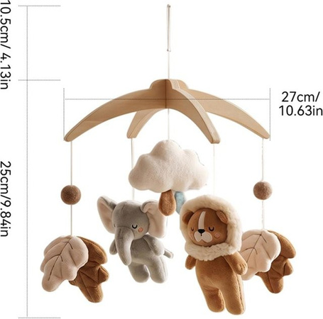 Binchi Outdoor Product Baby Holz Kinderbett Mobile, Hängendes Rasselspielzeug, Tiere, Natur