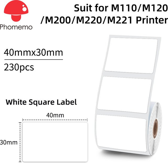 Phomemo Thermo-Etikettenaufkleber Weiß für M110 M220 M108 M221 Drucker, selbstklebende Barcode-Produktetiketten für gewerblichen Gebrauch - Bild 1