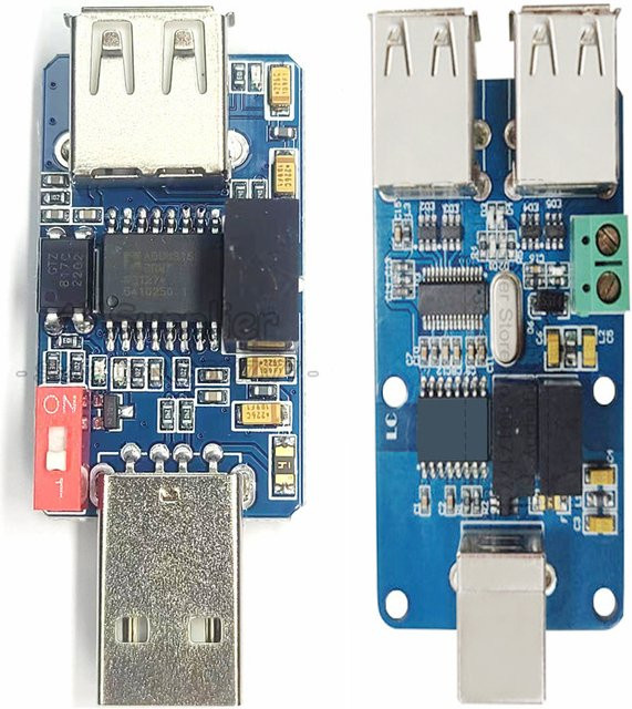 UICPAL USB-Isolatormodul ADUM3160 mit 4-Kanal und 1-Kanal-Kupplungsschutzplatine in Blau - Bild 1