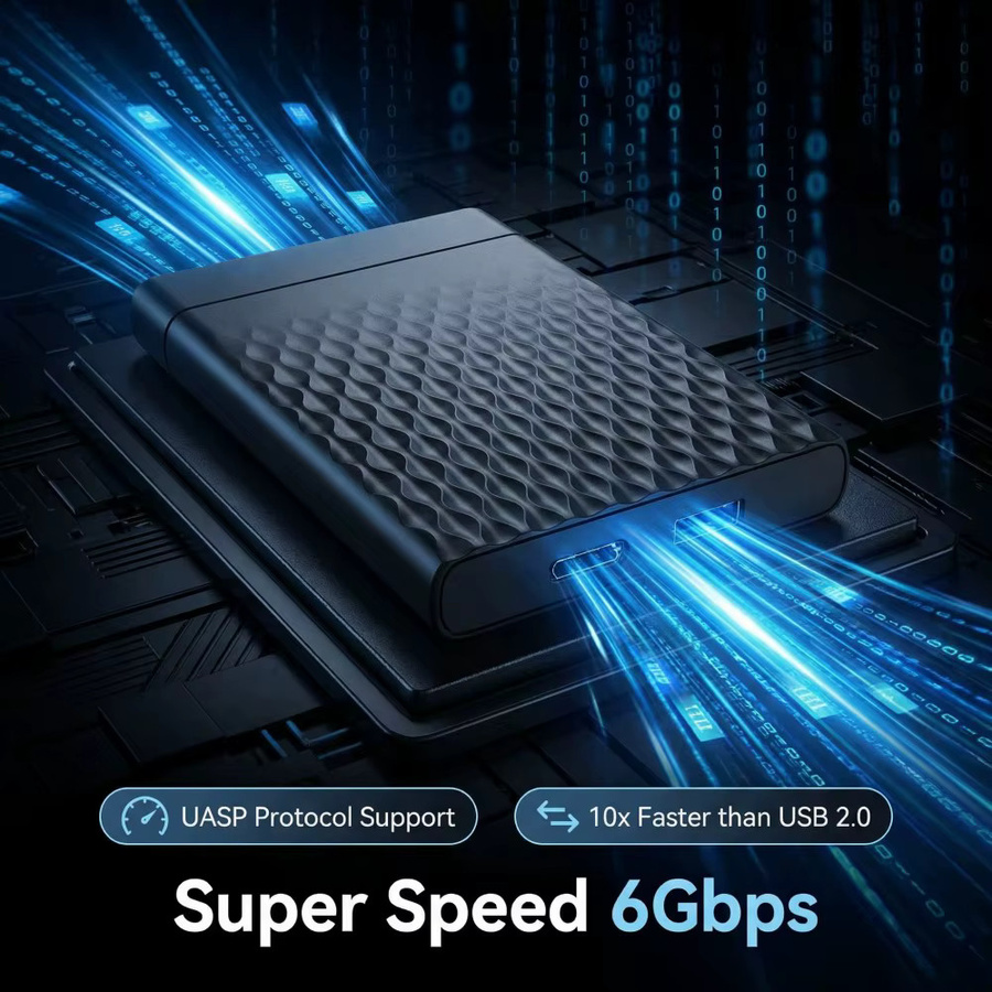 TISHRIC Externes 2,5-Zoll SSD HDD Gehäuse SATA zu USB 3.0 mit 6 Gbit/s Geschwindigkeit, Schwarz - Bild 2