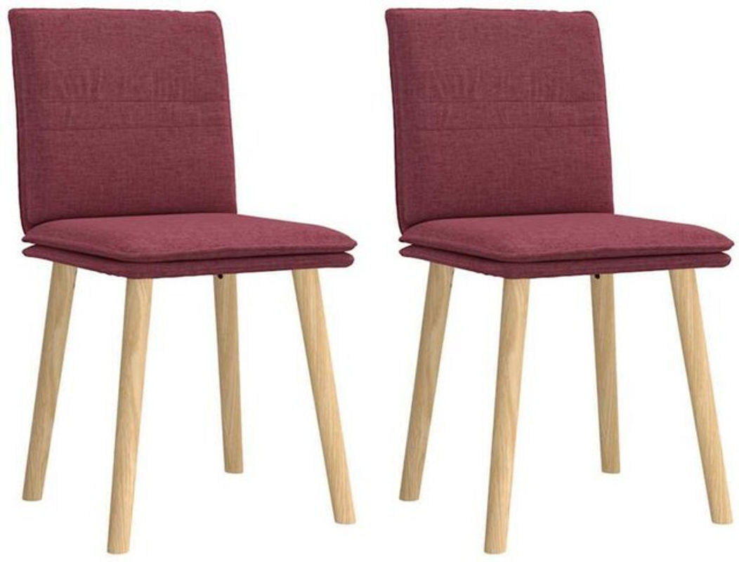 Vidaxl Esszimmerstühle Set aus 2 Polsterstühlen in Rot mit Massivholz und Stoffbezug im skandinavischen Design - Bild 1