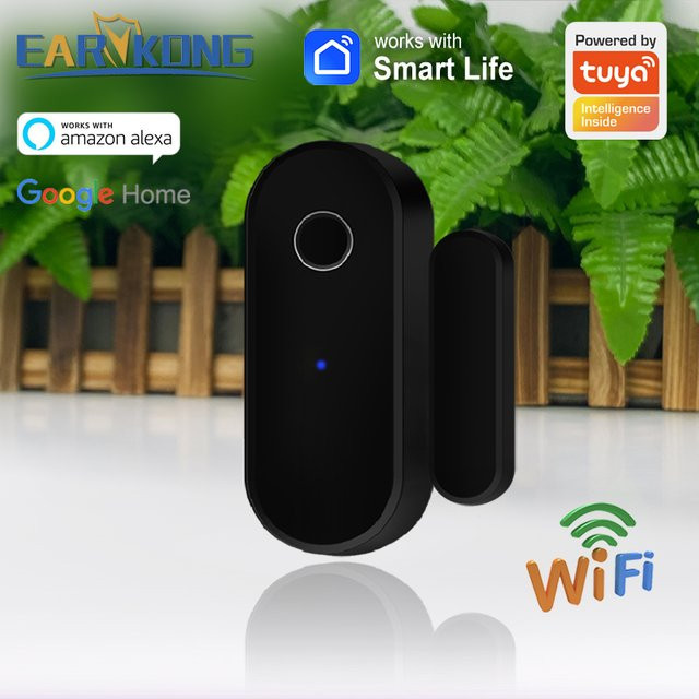 Tuya Smart WiFi Tür und Fenster Sensor in Schwarz mit App- und Sprachsteuerung für Alexa und Google Home - Bild 1