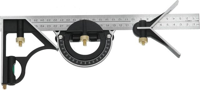 OutsideWorld 3-in-1 Kombinationswinkel-Set mit Winkelmesser und Lineal für die Holzbearbeitung, Grau - Bild 1