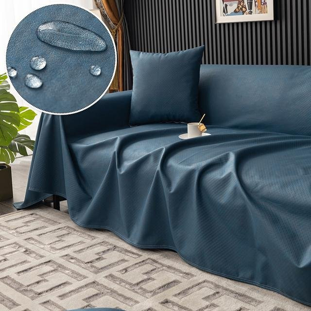 Wasserdichte Sofa-Decke von A Family Of Home Textiles in Dunkelblau, einfarbiger Couch-Schonbezug für Haustiere und Kinder, B/B: 90 x 210 cm - Bild 1