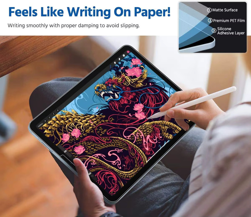 2 Stück Paper-Feel Displayschutzfolie für Samsung Galaxy Tab S7 S8 S9 S6 Lite A8 A9 Plus transparent - Bild 3