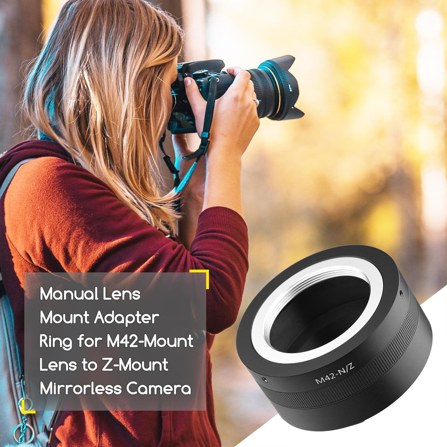 Andoer Manueller Objektiv-Adapterring M42 auf Nikon Z-Mount aus Aluminiumlegierung, Schwarz - Bild 4