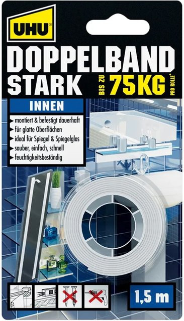 UHU Doppelband Stark transparent Weiß 19 mm x 1,5 m - Bild 1
