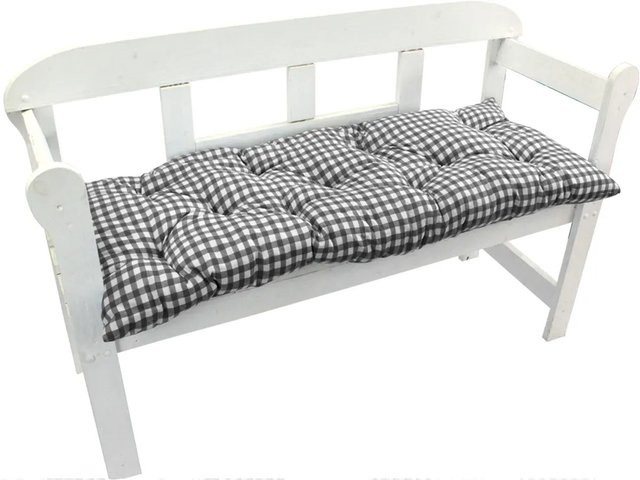 NYVI Bankauflage für Gartenbänke in Karo-Grau, Breite: 110 cm, Tiefe: 45 cm - Bild 1