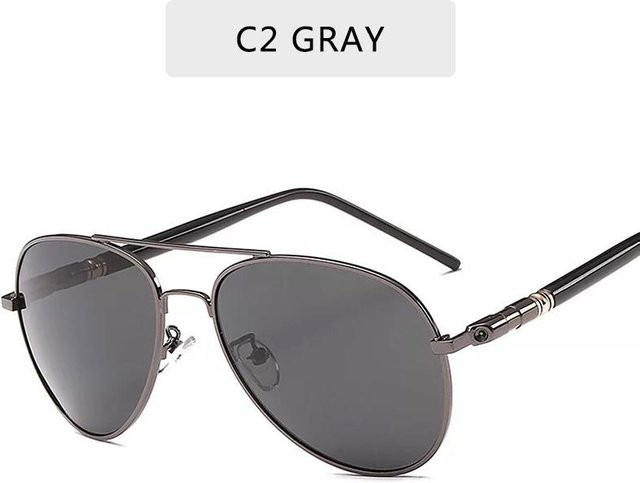 Yiran bag Sonnenbrille Aviator, Unisex, Metall, schwarz, grau, polarisiert - Bild 1