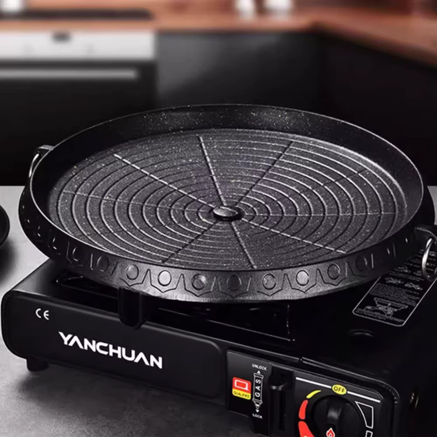 KOSUN Koreanische Grillpfanne mit Steinbeschichtung, antihaftbeschichtet, Schwarz, für Gas und Induktion - Bild 4