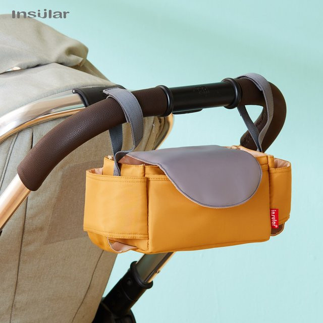 Insular Kinderwagen-Organizer-Tasche in Schwarz, multifunktionale Wickeltasche mit Korb, Haken und Getränkehalter als universelles Zubehör für Kinderwagen und Buggys - Bild 1