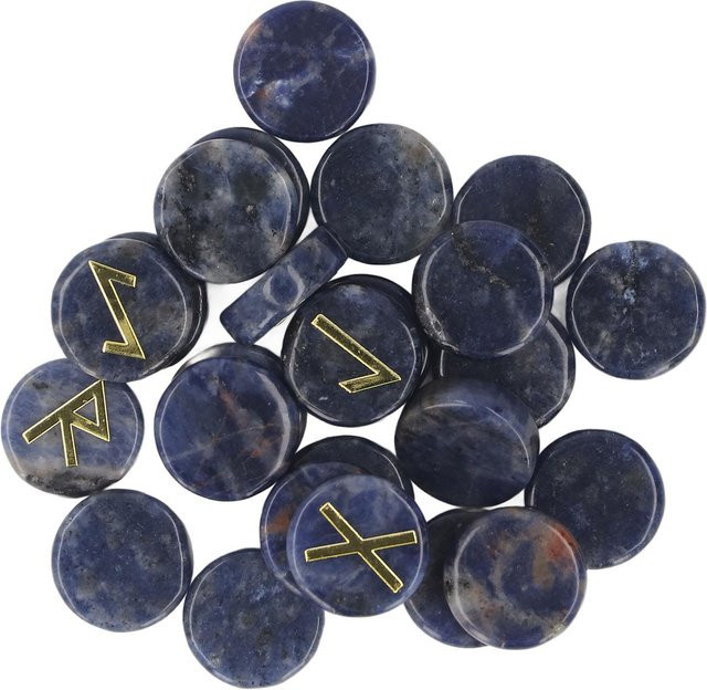 GoolRC 25-teiliges Runenstein-Set aus Stein in Blau und Schwarz für Meditation und Wahrsagerei - Bild 1