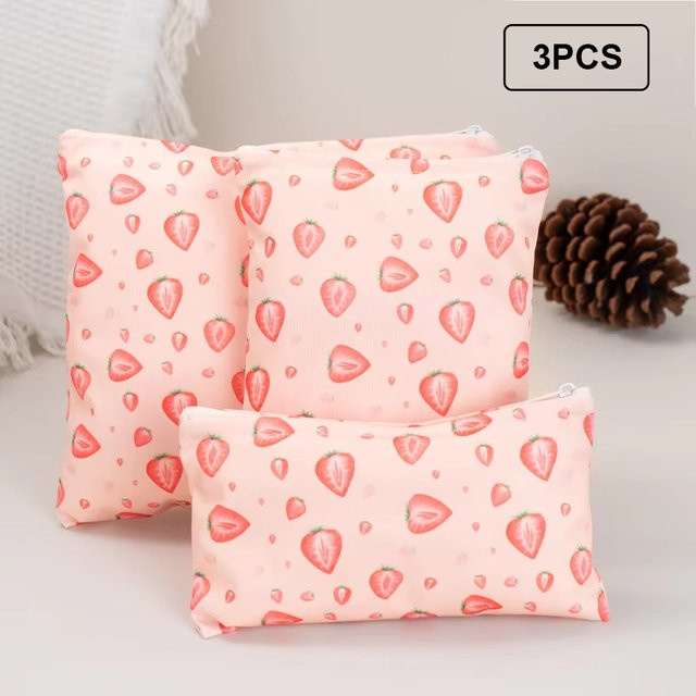 Pororo 3er-Set waschbare Nasstaschen und Snackbeutel in Pink, auslaufsicher und wiederverwendbar - Bild 1