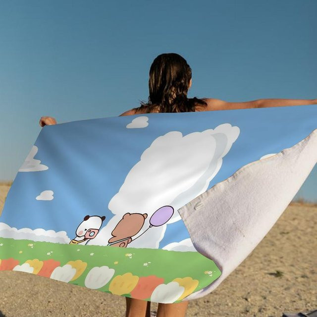 Ctue Bubu Dudu Mikrofaser Strandtuch in Blau, schnelltrocknend und saugfähig, Größe: 30 x 30 cm - Bild 1
