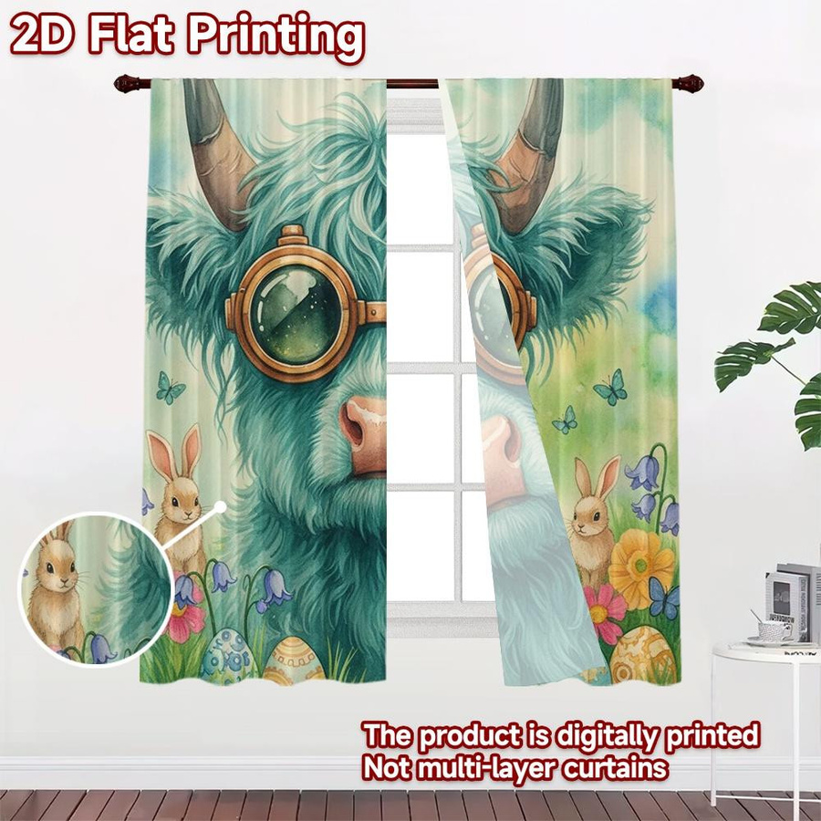 Set aus 2 Valentinstag und Osterhase Fenstervorhängen mit Blumenmuster aus Polyester, Breite: 100 cm, Höhe: 70 cm - Bild 4