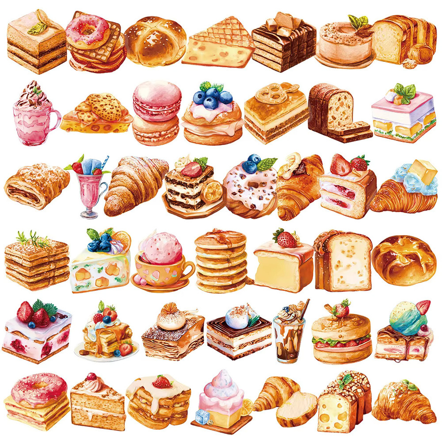 Kpustyle Cartoon Dessert und Brot Aufkleber Transparent Multicolour für Scrapbooking und Dekoration - Bild 3