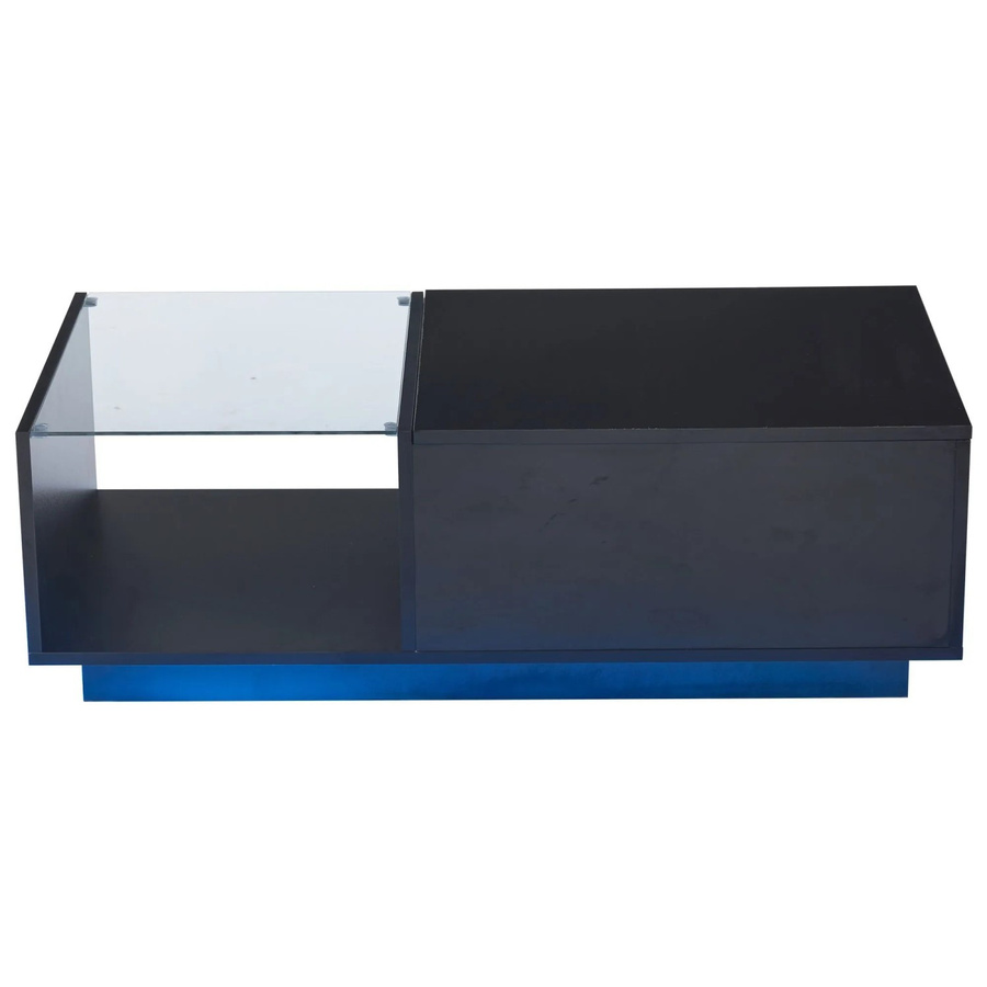 okwish Couchtisch mit LED und höhenverstellbarem Lift-Mechanismus in Schwarz Hochglanz, B/T/H: 100 x 50 x 33-46,5 cm - Bild 2