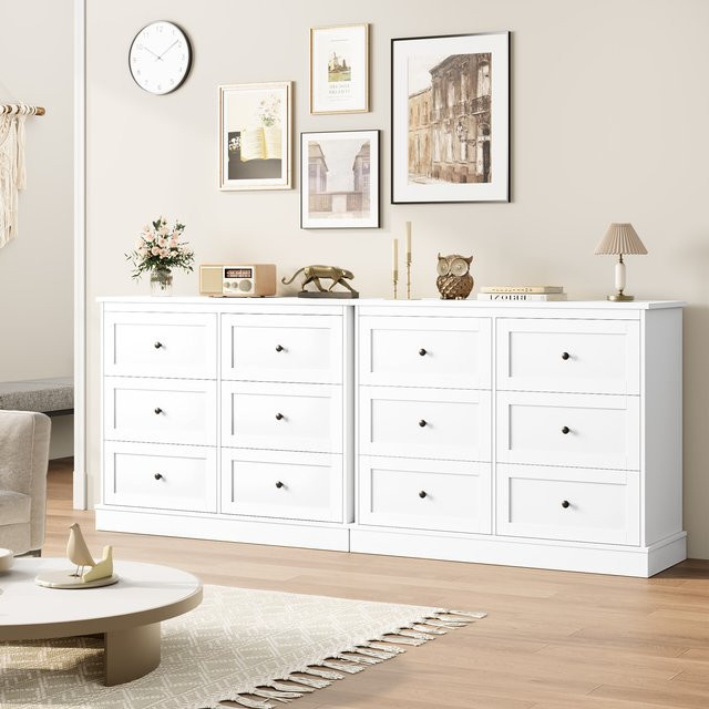Getone Kommode in Weiß mit 6 Schubladen für Schlafzimmer und Wohnzimmer, B/T/H: 108 x 40 x 87 cm - Bild 1
