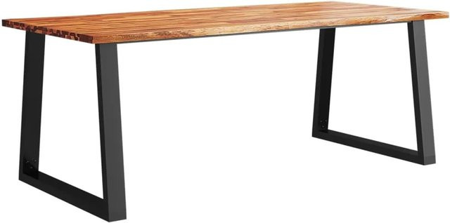 vidaXL Esstisch aus Akazien-Massivholz mit Baumkante in Braun, B/T/H: 200 x 90 x 75 cm - Bild 1