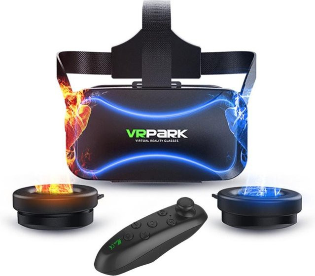 3D VR Brille Virtual Reality Headset mit Bass Stereo Surround Kopfhörern und Remote Gamepad in Schwarz für Smartphones von 4,5 bis 6,7 Zoll - Bild 1