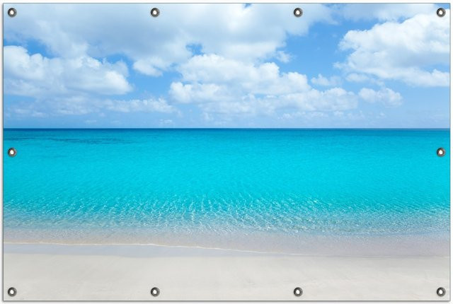 Wallario Gartenposter Sandstrand und blaues Meer B: 80 cm, H: 120 cm - Bild 1