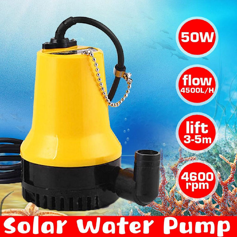 Ideal Power Tool Solar Tauchpumpe mit bürstenlosem Motor, Gelb, 50W, 4500L/H, 5m Förderhöhe, DC 12V/24V für Bewässerung, Brunnen und Fischteich - Bild 5