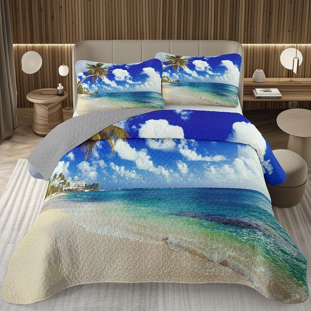 Lodestar Bettwäscheset Tropische Palme mit Deckenbezug und Kissenbezug in Blau, B/H: 200 x 200 cm - Bild 1