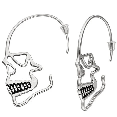Colfem Ohrhänger Totenkopf, Edelstahl geschwärzt, Unisex - Bild 1